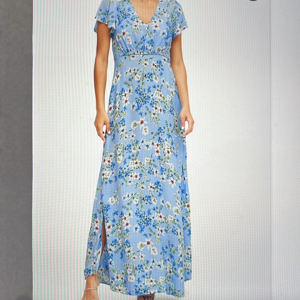 Banana Republic EcoVero floral maxi dress, light blue color - Picture 7 of 7